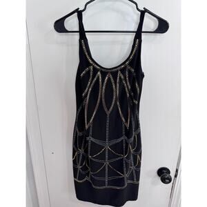 Stunning Black Bisou Bisou Dress w/Gold & Silver Sequence - Size 4